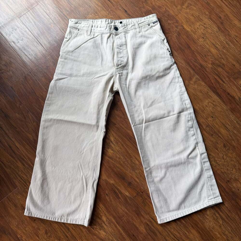 G-Star Raw Grip 36 Loose Jeans Size 36x32 Ecru White Denim 70’s Cut